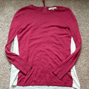 LOFT Long Sleeve Pink and Cream Top